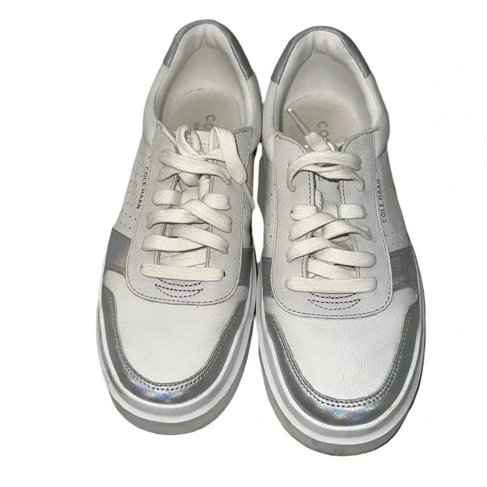 Cole Haan Grand White Lace up Sneakers Size 7.5 - Picture 3 of 7